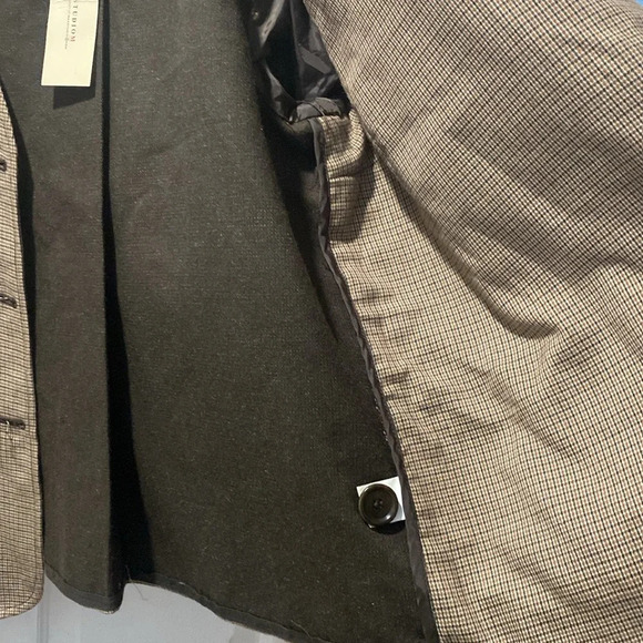 Studio M New Brown Wool Blend 3/4 Sleeves Collarless Blazer Jacket Size 16 - Picture 9 of 12